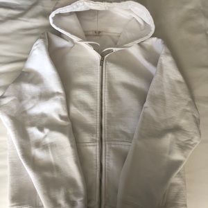 Brandy Melville white zip-up sweater